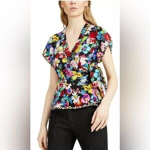 Nanette Lepore Floral Wrap Blouse Top